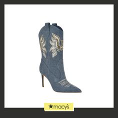 in stock Denim Rhinestone, Womens Ankle Boots, Western Boots, High Heel, Bootie Boots, Blue Denim, Ankle Boots, High Heels, Shoe Accessories