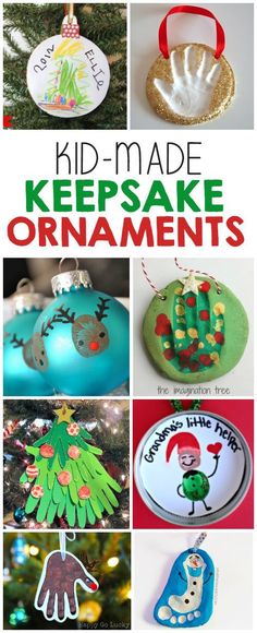 kid - made keepsake ornaments for christmas and other holiday activities to do with the kids