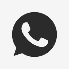 a black and white phone icon with the text whatsapp? in a speech bubble