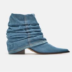 Zara Denim Heeled Ankle Boots In Blue Sz 37 / 6.5 Brand New With Tags. Msrp $100. Price Is Firm. Block Heel Ankle Boots In Denim Fabric With Pleats At Shaft. Pointed Toe. Zara Dust Bad Is Included With Purchase If You Pay Full Listed Price. Heel Height: About 1.7 Inches (4.4 Cm) Upper 100% Cotton Lining 70% Cotton 30% Polyester Sole 100% Sbs Insole 100% Polyurethane Denim Blue | 1100/210 New Posher? Sign Up With Invite Code 0ld_fashioned For $10 Off Your First Poshmark Purchase I Only Sell 100% 7 Inch Heels, Denim Heels, Zara Heels, Zara New, Block Heel Ankle Boots, Heel Ankle Boots, Diy Sewing Clothes, Hot Shoes, Zara Shoes