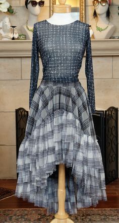 Ruffle Tiered High-Low Tulle Skirt High Low Tulle Skirt, Tiered Tulle Skirt, Grey Plaid, High & Low, High Low, Tulle Skirt, Long Sleeve Dress, Plaid, Skirt