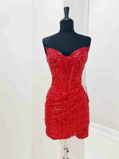 Strapless Short Red Prom Dresses, Shiny Short Red Formal Homecoming Dresses Corset Homecoming Dress, Mini Homecoming Dress, Short Red Prom Dresses, Sequin Homecoming Dress, Dress 2022, Mini Homecoming Dresses, White Homecoming Dresses, Red Homecoming Dresses, Blue Homecoming Dresses