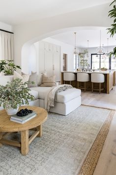 a living room filled with furniture and plants