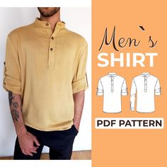 a man's shirt is shown with the text men's shirt sewing pattern