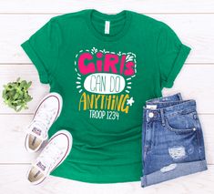 Girls Can Do Anything Troop Shirt | Etsy Girl Scout Daisy, Daisy Scouts, Girl Scout Leader, Daisy Girl Scouts, Girl Scout Ideas, Girl Scout Troop, Spirit Wear