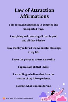 Image with list of law of attraction affirmations Money Prayer, Attraction Affirmations, Gratitude Affirmations, Law Of Attraction Money, Wealth Affirmations, Daily Positive Affirmations, Morning Affirmations, Law Of Attraction Affirmations, Manifesting Money