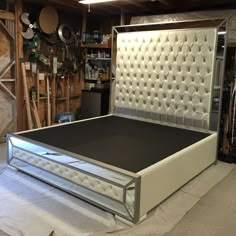 the bed is made up and ready to be put into its new owner's house