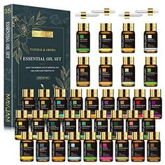 MAYJAM 35x5ML Essential Oil Gift Set, Pure Essential Oils for Diffusers Massage, Fragrance Oil Scented Oil for DIY Soap Candle Making Aromatherapy Gift Set, Essential Oil Gift Set, Essential Oils Gifts, Essential Oil Plants, Scented Oil, Aroma Essential Oil, Natural Aromatherapy, Gift Sets For Her, Essential Oil Set