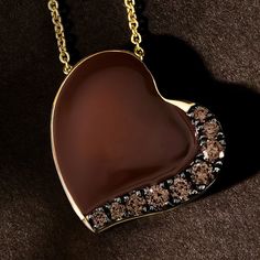 Le Vian Godiva Chocolate Heart Diamond Enamel Pendant Featuring Pave Set Le Vian Chocolate Diamonds Weighing 1/5 Carats Total Weight with Creamy Chocolate Enamel on a Honey Gold Adjustable Chain. Levian Chocolate Diamonds Rings, Levian Chocolate Diamonds, Levian Jewelry, Chocolate Diamond, Godiva Chocolate, Chocolate Diamonds, Le Vian, Jewelry Appraisal, Chocolate Hearts