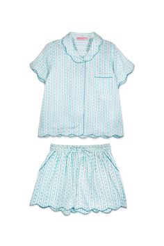 #pyjama #fashion Long Pajamas, Cute Pjs, Cute Pajama Sets, Summer Pajamas, Cute Pajamas, Scalloped Trim, Short Pajama Set, Pajama Sets, Pj Sets