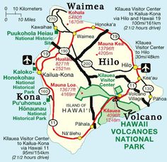 a map showing the location of hawaii's volcanos and where to stay in it