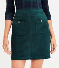 Loft Faux Suede Pocket Shift Skirt Size 18 Deep Spruce Green Women's by Loft Size Regular - 18 Deep Spruce Green Women's Pencil, Shell:, 96%, Polyester, 4%, Spandex, Lining:, 100%, Polyester, Machine, Washable Shift Skirt, White Summer, City Chic, Effortless Style, Side Zip, Size 16