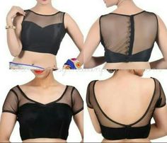 Black Black Net Blouse Designs Latest, Black Netted Blouse Designs, Black Net Blouse, Net Sarees, Latest Blouse Designs