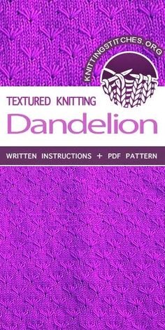 the textured knitting book dandelion written instructions and pattern