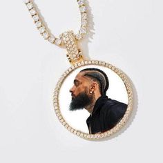 Gold Presidents Picture Necklace Yellow Gold / 18" Tennis Chain - 3mm Custom Gold Picture Pendant Necklace Personalized Pendant Necklace, Van Eyck, Mens Necklace Pendant, Memorial Pendant, Hieronymus Bosch