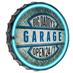 a big daddy's garage sign is shown