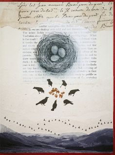 an image of birds flying around a bird's nest