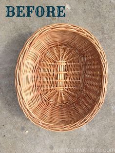 a wicker basket sitting on top of a cement floor with the words, how to make a wicker basket before