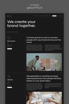 an image of a website page with the words we create your brand together