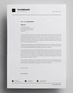 a white letterhead with black lines on the front and bottom, next to a gray background