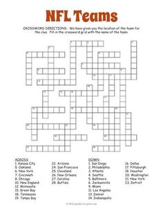 the nfl teams crossword puzzle