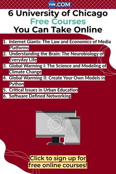 an advertisement for the university of chicago's free courses you can take on line