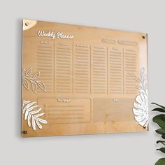 Wood & Acrylic Wall Calendar Planner - Weekly - Tropical - Quetzal Studio Color Stained Wood, Acrylic Wall Calendar, Dry Erase Planner, Weekly Family Planner, Wall Calendar Design, Laser Engraved Acrylic, Planner Board, Engraved Acrylic, Wall Planner