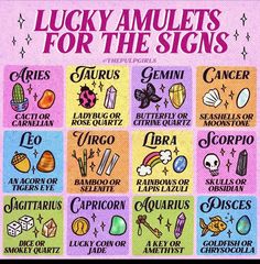 an image of lucky symbols for the signs