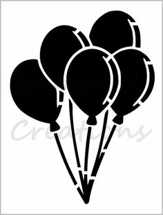 black and white image of balloons in the shape of a heart on a white background