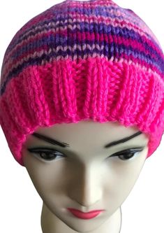 Our bright, multicolored, handmade acrylic bohemian beanies are warm, cozy, and feature colors of the rainbow to cheer you up on a cold winter's day. Shop now! Want to stay warm in winter without compromising your appearance?  Do it in colorful bohemian beanie style with these bright pinks and purples. Who said warmth can't be fashionable? With this pink striped beanie, every day is a happy one! This handmade beanie is made from acrylic wool, which means it is 100% vegan. Knitted by my mum, (Chief Maker and Knitting Ninja) as a labor of love. Hand wash in cold water with a little detergent and lay flat to dry. Get 20% off your next order when you subscribe to the Bohemian Beanies email newsletter: https://tinyurl.com/47rhsuva Bohemian Hat, Bohemian Hats, Hippie Hat, Striped Beanie, Pink Beanie, Handmade Beanies, Colorful Bohemian, Pink Beanies, Vegan Clothing