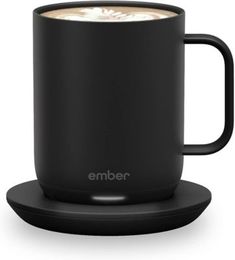 Ember Temperature Control Smart Mug 2, 10 Oz, App-Controlled Heated Coffee Mug with 80 Min Battery Life and Improved Design, Black Ember Coffee Mug with Longer Lasting Battery: Our updated smart coffee mug's extended battery life keeps your drink at your preferred temperature (between 120F - 145F) for up to 80 minutes on a full charge or all day on its redesigned charging coaster Smart With or Without App: Pair this temperature control mug with the Ember app to set the temperature, customize presets and more; Our self-heating coffee mug is also functional without the app and remembers your last-used temperature (135F out of box) Auto Sleep: Our heated coffee mug intelligently senses when to turn on and off; The mug enters sleep mode when empty or after 2 hours of inactivity; Ember wakes up Ember Mug, Christmas Neighbor, Camp Kitchen, Tractor Supplies, App Control, Favorite Drinks, Temperature Control, Battery Life, Coffee Mug