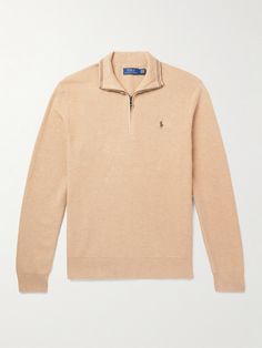 Wardrobe essentials don't come truer than Polo Ralph Lauren's tried-and-tested signatures. This half-zip cotton sweater is knitted in a honeycomb pattern for warmth and patterned with subtle stripes along the collar to match the embroidered pony emblem at the chest. Small to size. See Size & Fit notes. Luxury Fitted Brown Polo Sweater, Ralph Lauren Logo, Sweater For Men, Honeycomb Pattern, Ralph Lauren Collection, Half Zip Sweaters, Zip Sweater, Knit Cotton, Mr Porter