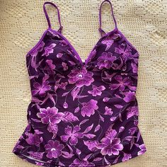 This Bathing Suit Top Is A Tankini, Very Cute And Very Sexy With A Deep V At Breast, With Cups But No Underwire, And Gathered Sides For A Slimming Curvy Look. Never Worn, Size 18 Swimsuit Purple, Bathing Suit Top, Retail Therapy, Swim Dress, Deep V, Bathing Suit, Color Purple, Womens Swim, Tankini