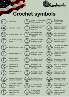 an american flag and symbols for crochet symbols