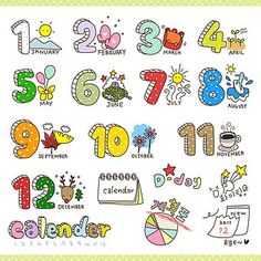 the numbers are drawn in different colors and designs on paper, including one for each child's age