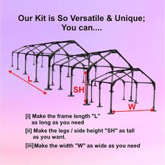 the instructions for how to build a metal frame structure with two sides and one side open