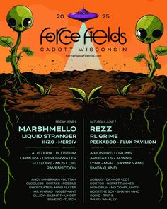 the poster for force field featuring two alien heads