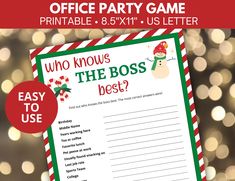 a christmas party game with the words who knows the boss's best?