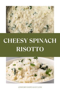 A simple recipe for a classic Italian risotto with spinach & pecorino cheese that's creamy & quick & easy to make in only 30 minutes. Italian Rice Recipes, Spinach Cheese