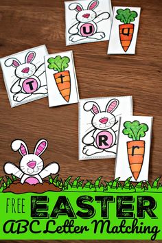 the letter r is for rabbit and carrots are cut out to spell it's easter