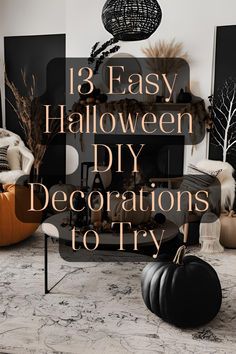 #homedecor, #interiordesign, #homedesign, #decor inspiration Halloween Decorations Simple Easy, Diy Pumpkin Decoration Ideas, Halloween Decorations Bats Diy, Halloween Decor For House, Classy Diy Halloween Decor, Mantel Halloween Decorating Ideas, Modern Outdoor Halloween Decorations, Subtle Outdoor Halloween Decor, Small Living Room Halloween Decor Ideas