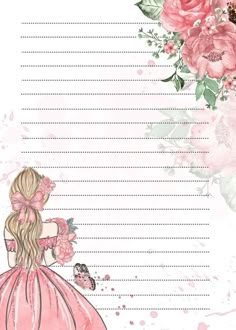 a pink princess with flowers and butterflies on it's back, next to a blank paper