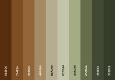 an image of the color scheme for different shades of brown, green, and beige