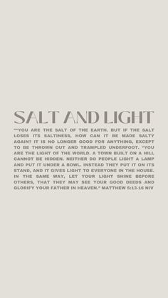 the words salt and light are in grey on a white background with an image of a man