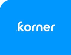 the komer logo is shown on a blue background with white letters that read komer