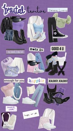 the poster shows different types of clothing and shoes