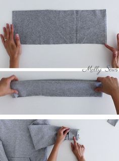 two pictures showing how to make a pillow