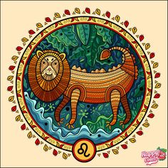 the zodiac sign for leo with an image of a lion on it's back