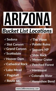 the arizona bucket list is shown in black and white