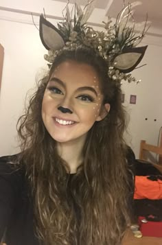 Deer makeup for Halloween! Best Diy Halloween Costumes, Teenage Halloween Costumes, Deer Makeup, Halloweenský Makeup, Teen Halloween, Deer Costume, Best Of Fashion Week, Great Halloween Costumes